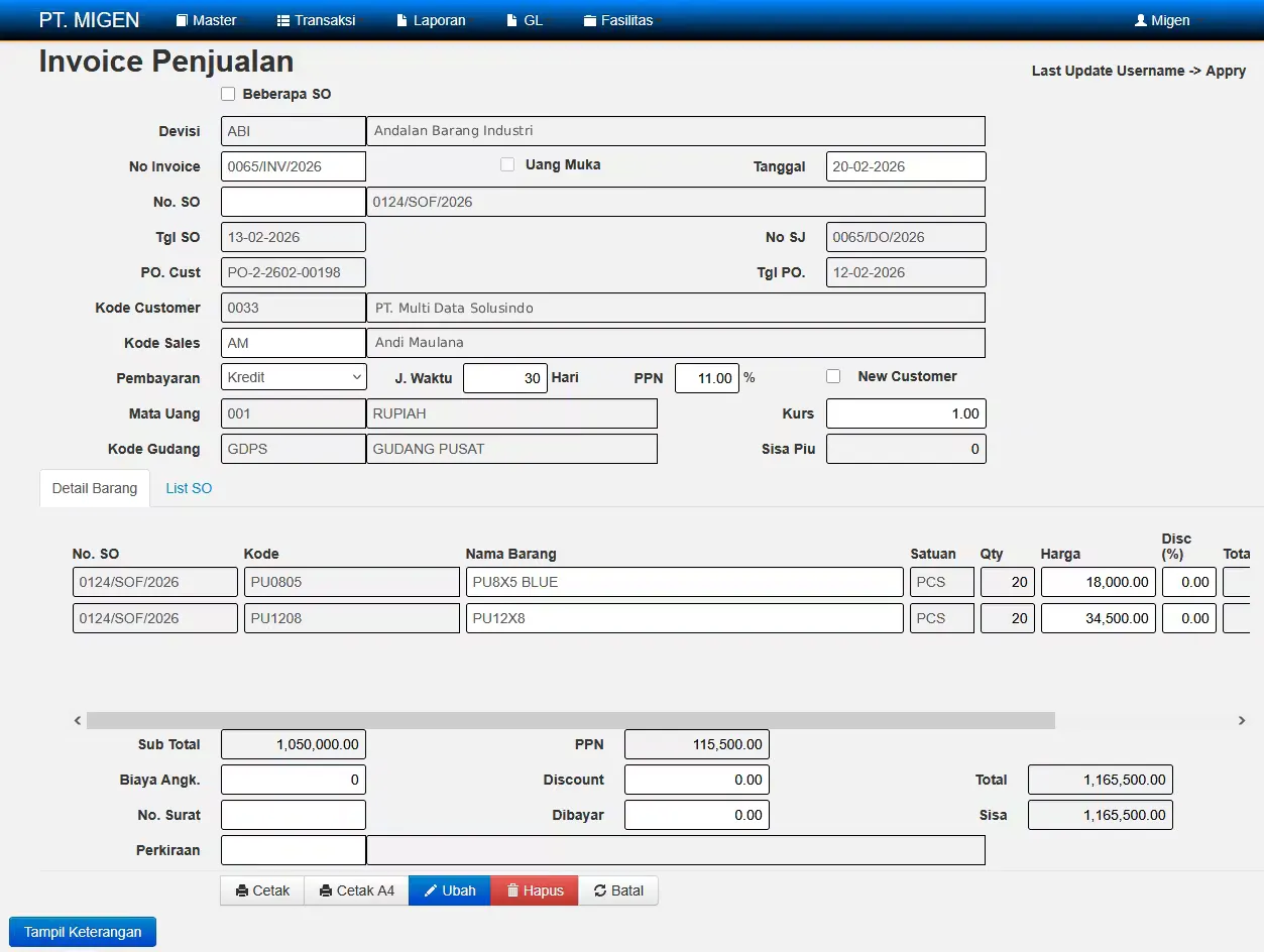 Invoice Penjualan