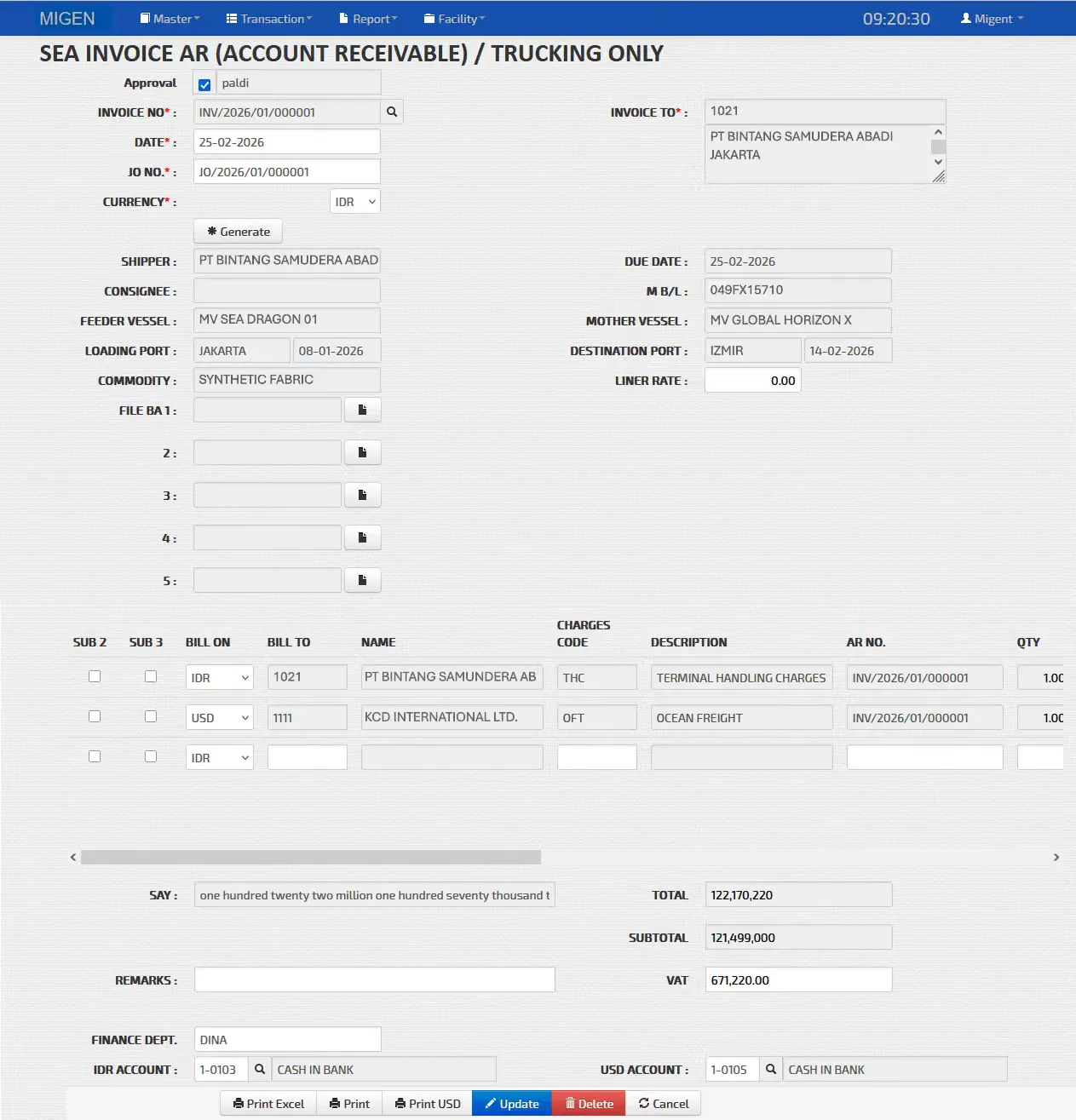 Sea Accounts Receivable